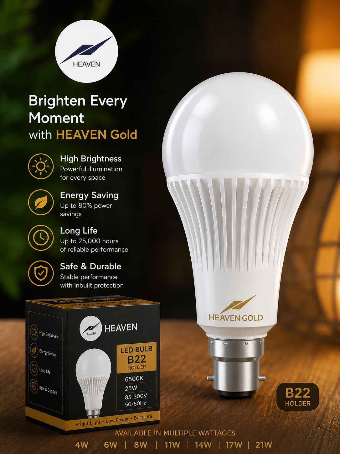 HEAVEN Gold LED Bulb — A Type view 2