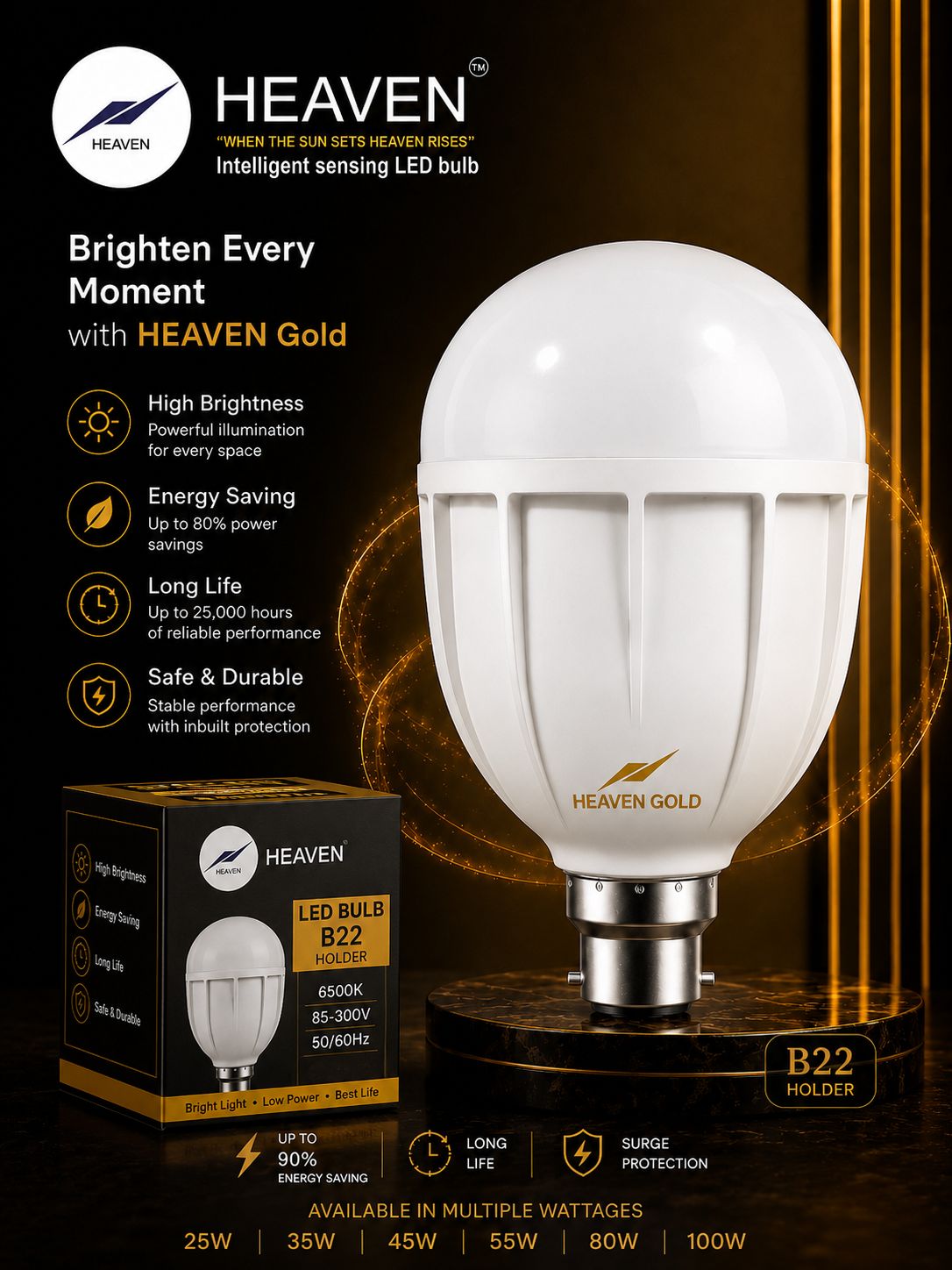 HEAVEN Gold LED Bulb — T Type view 2